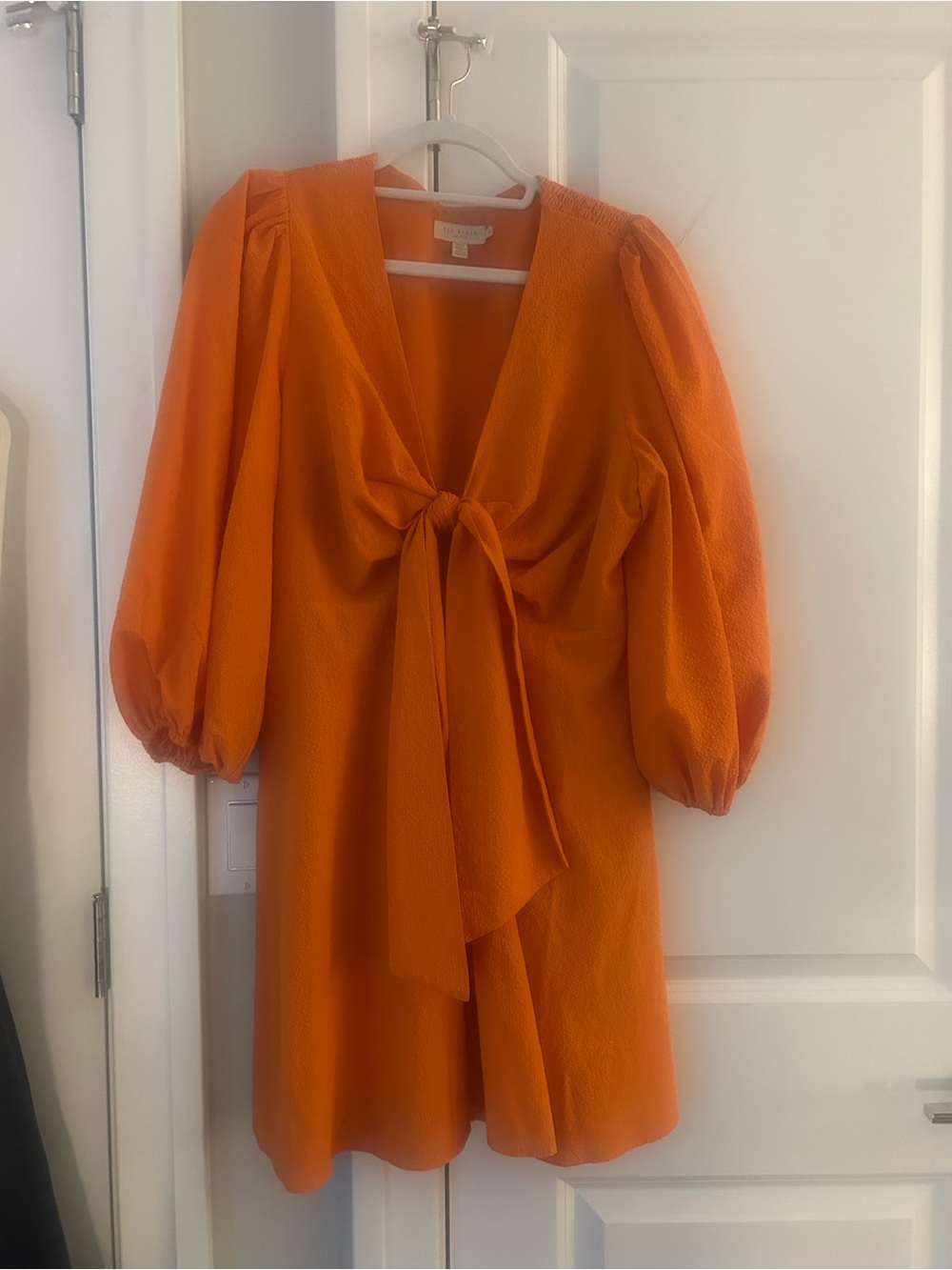 Ted Baker Bright Orange Dress with V-Neck Tie